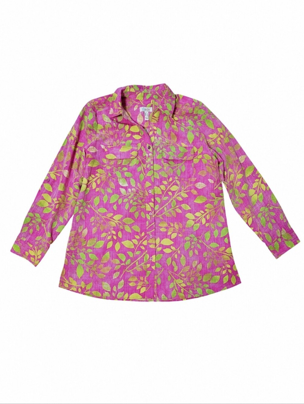 Women's D & Co Denim & Company Button-Up Blouse Size XL